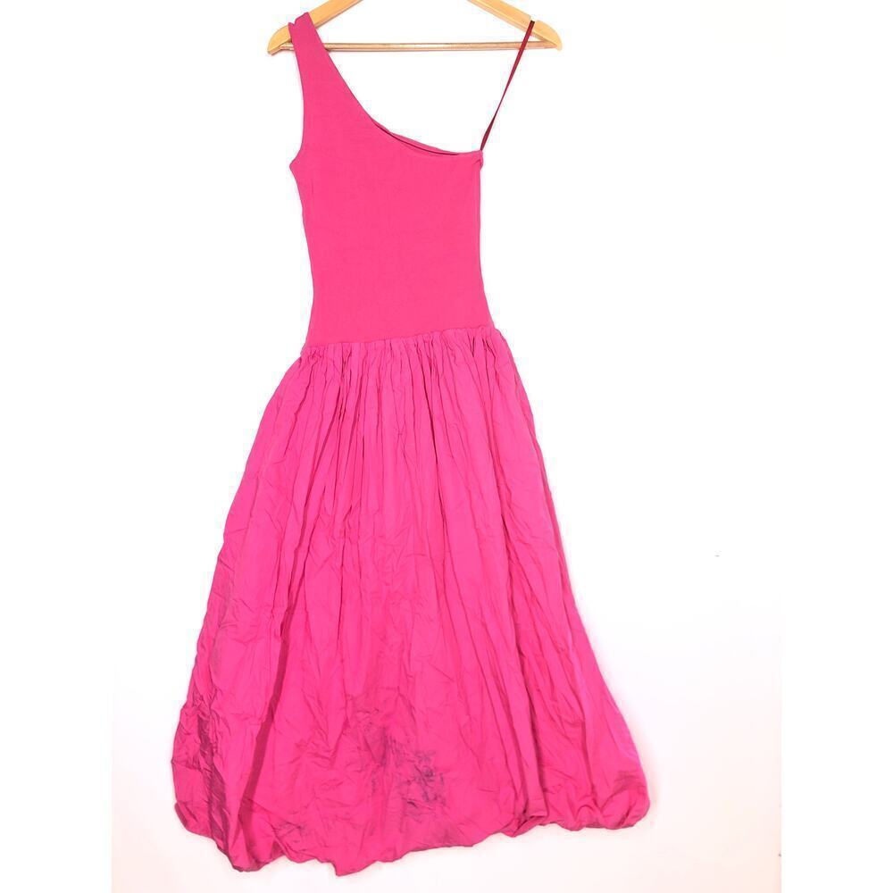 Derek Lam 10 Crosby Dress Sleeveless One-Shoulder Balloon Bubble Hem Pink XS - Picture 4 of 9